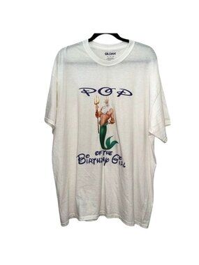 Gildan "Pop Of The Birthday Girl" White Graphic T-Shirt XL 100% Cotton